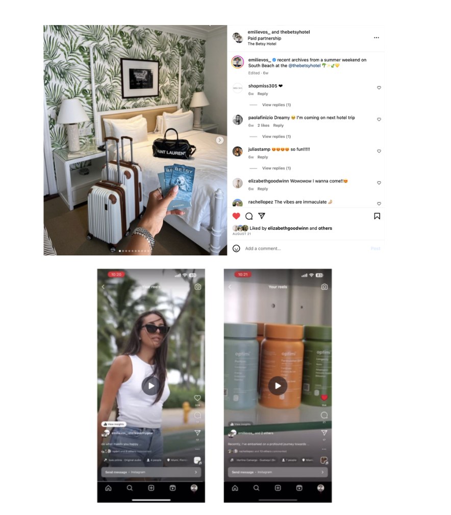 Dr. Emilie Vos paid partnership post with The Betsy Hotel on Instagram