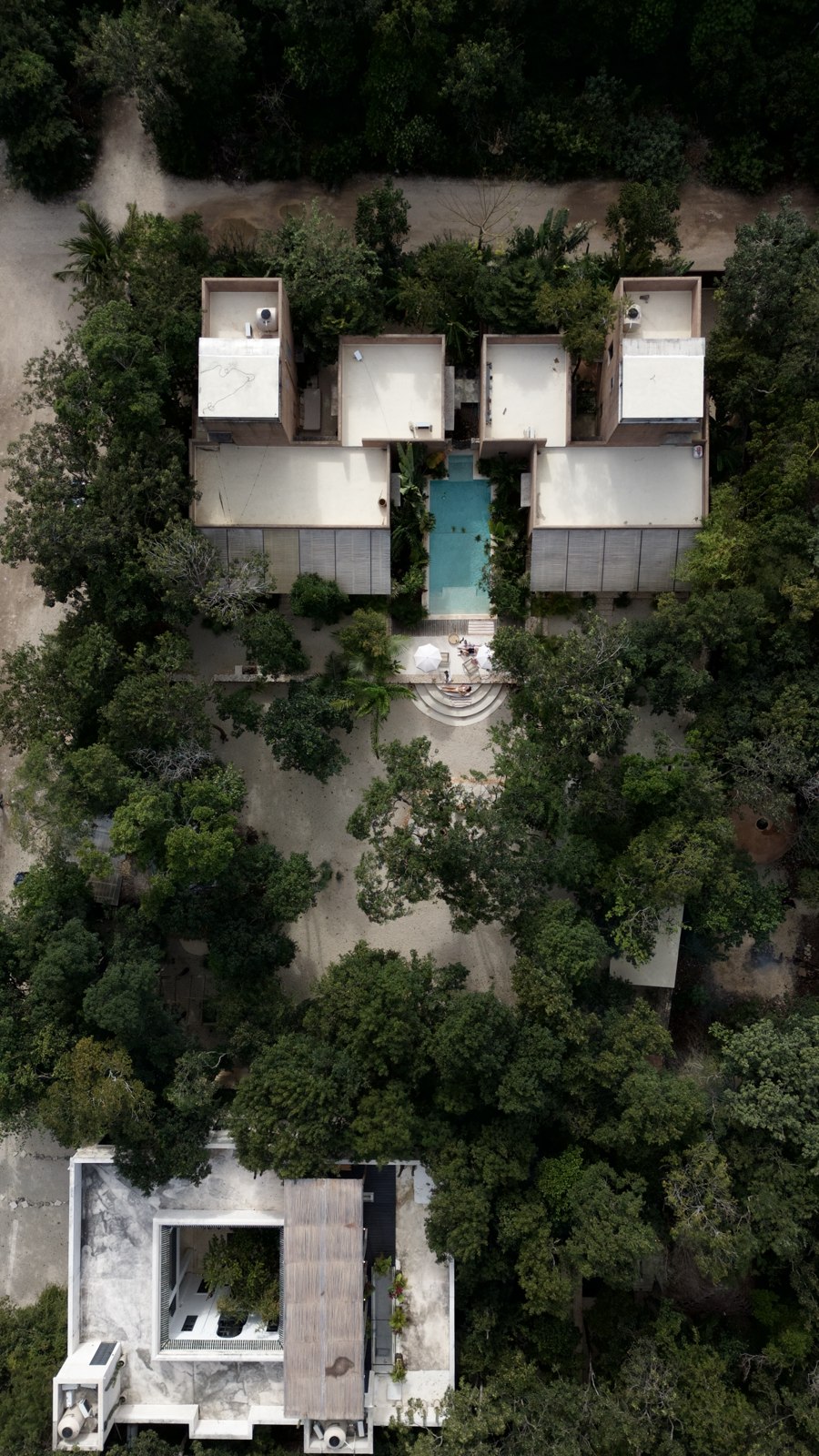 Aerial view of the boutique culinary retreat, Tulum